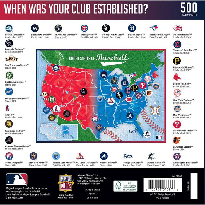 MLB - League Map 500 Piece Jigsaw Puzzle - for just $16.99! 