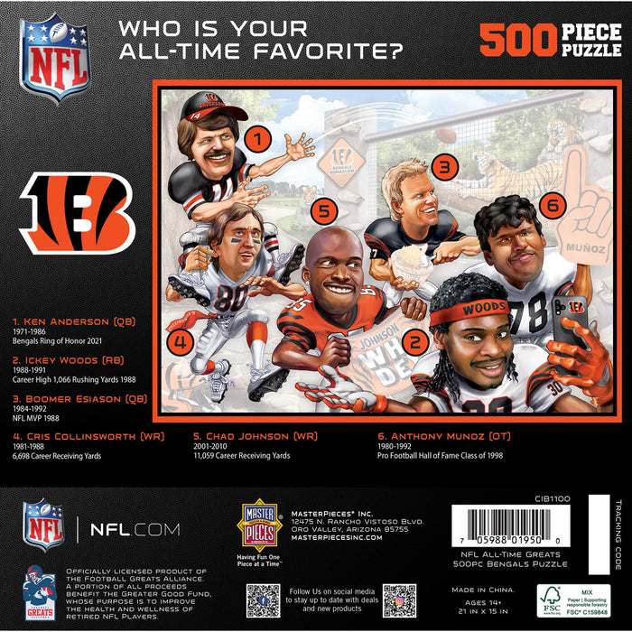 Cincinnati Bengals - All Time Greats 500 Piece Jigsaw Puzzle - Just $19.99! Shop now at Retro Gaming of Denver