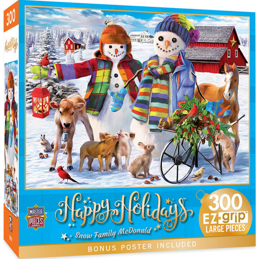 Happy Holidays - Snow Family McDonald 300 Piece EZ Grip Jigsaw Puzzle - Just $14.99! Shop now at Retro Gaming of Denver