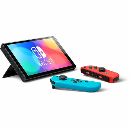 Table view of Nintendo Switch OLED With Blue And Red Joy-Con Nintendo Switch