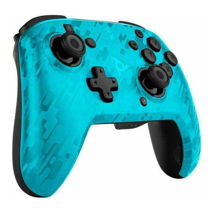 PDP Gaming Faceoff Wireless Deluxe Controller: Neon Blue Camo - Nintendo Switch - Just $49.99! Shop now at Retro Gaming of Denver