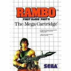 Front cover view of Rambo: First Blood Part II for Sega Master System