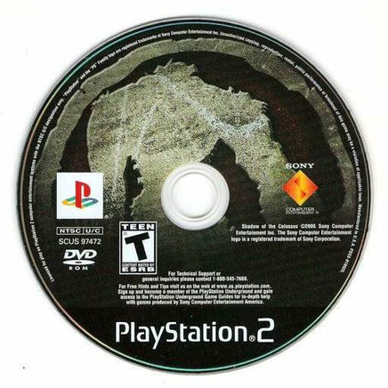 Front view of disc of Shadow Of The Colossus for PlayStation 2