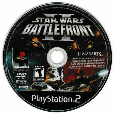 Top view of disc for Star Wars Battlefront 2 on PlayStation 2