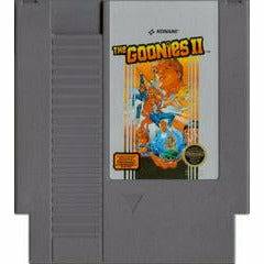 Front cartridge view of The Goonies II - NES