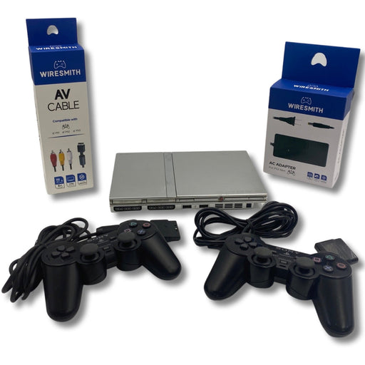 Silver Slim PlayStation 2 (Console w/ 2-Controllers) - Premium Video Game Consoles - Just $161.99! Shop now at Retro Gaming of Denver