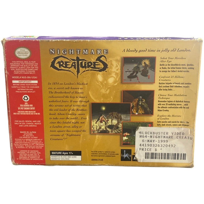 Nightmare Creatures - N64 - Just $78.99! Shop now at Retro Gaming of Denver