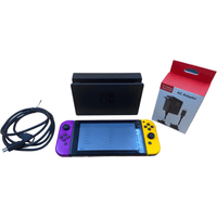 Complete view of Nintendo Switch With Purple And Yellow Joy-Con
