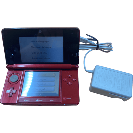 Open screen view of Nintendo 3DS Flame Red