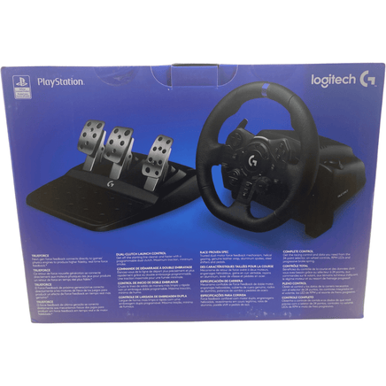 Back view of box for Logitech TrueForce G923 Racing Wheel & Pedals for PS4 PS5 and PC