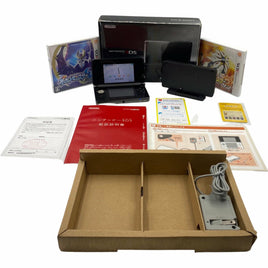 View of all items included in Nintendo 3DS Cosmo Black - Japanese Version (Game Bundle)