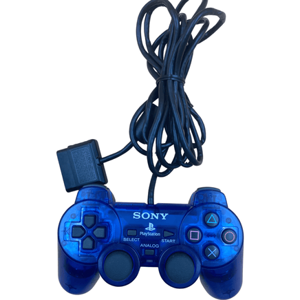 View of blue PlayStation 2 DualShock 2 Controller