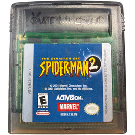 Top view of cartridge for Spiderman 2 The Sinister Six - Nintendo GameBoy Color