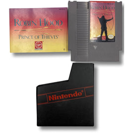 Top view of game, cartridge and manual for Robin Hood Prince Of Thieves - NES
